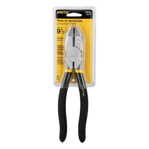 Pinza para electricista 9" uso rudo, mango de PVC, Pretul 22612 - Imagen 2