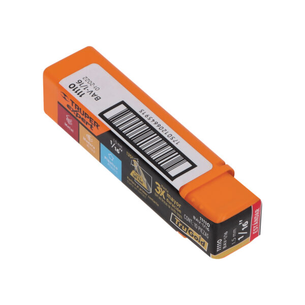Broca HSS 1/16" Trugold para metal, Truper Expert 11110 - Imagen 2