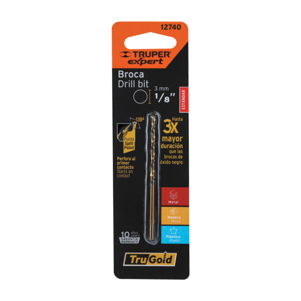 Broca HSS 1/8" Trugold para metal en blíster, Expert 12740 - Imagen 2