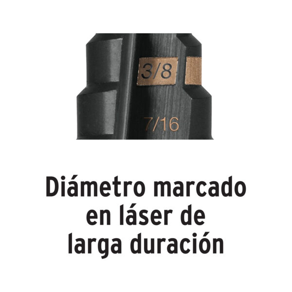 Broca escalonada óxido negro 13 escalones 1/8" a 1/2”,Truper 12122 - Imagen 2