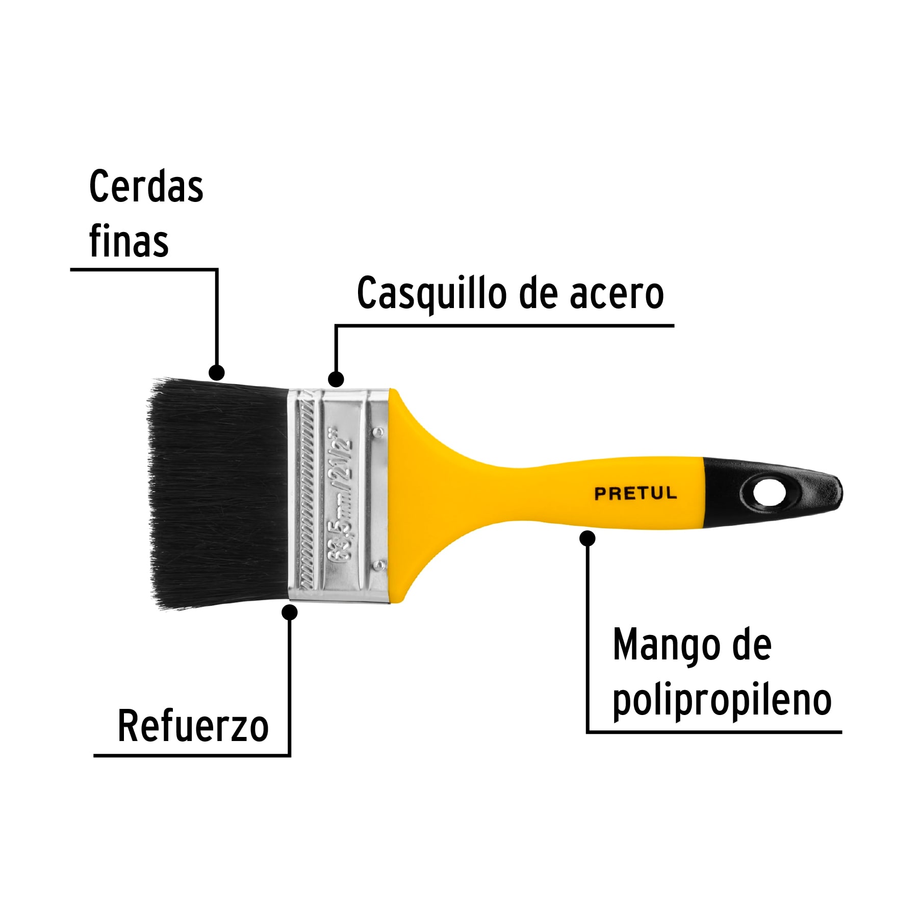 Brocha uso general de 2-1/2" con mango de plástico, Pretul 21527 - Imagen 3