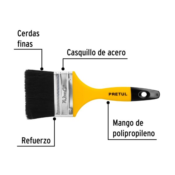 Brocha uso general de 3" con mango de plástico, Pretul 21528 - Imagen 3