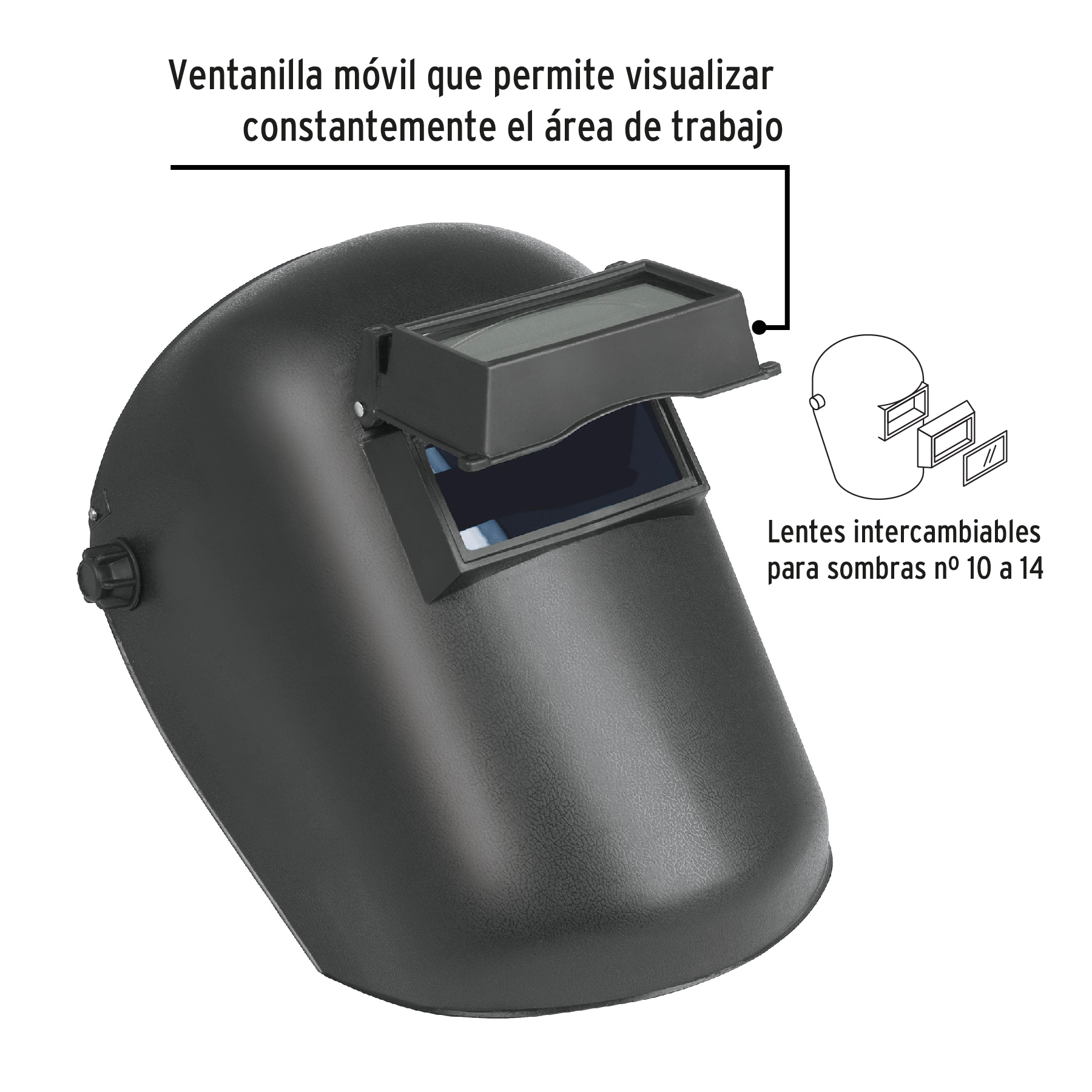 Careta para soldar con lente abatible, sombra 11, Pretul 26005 - Imagen 4