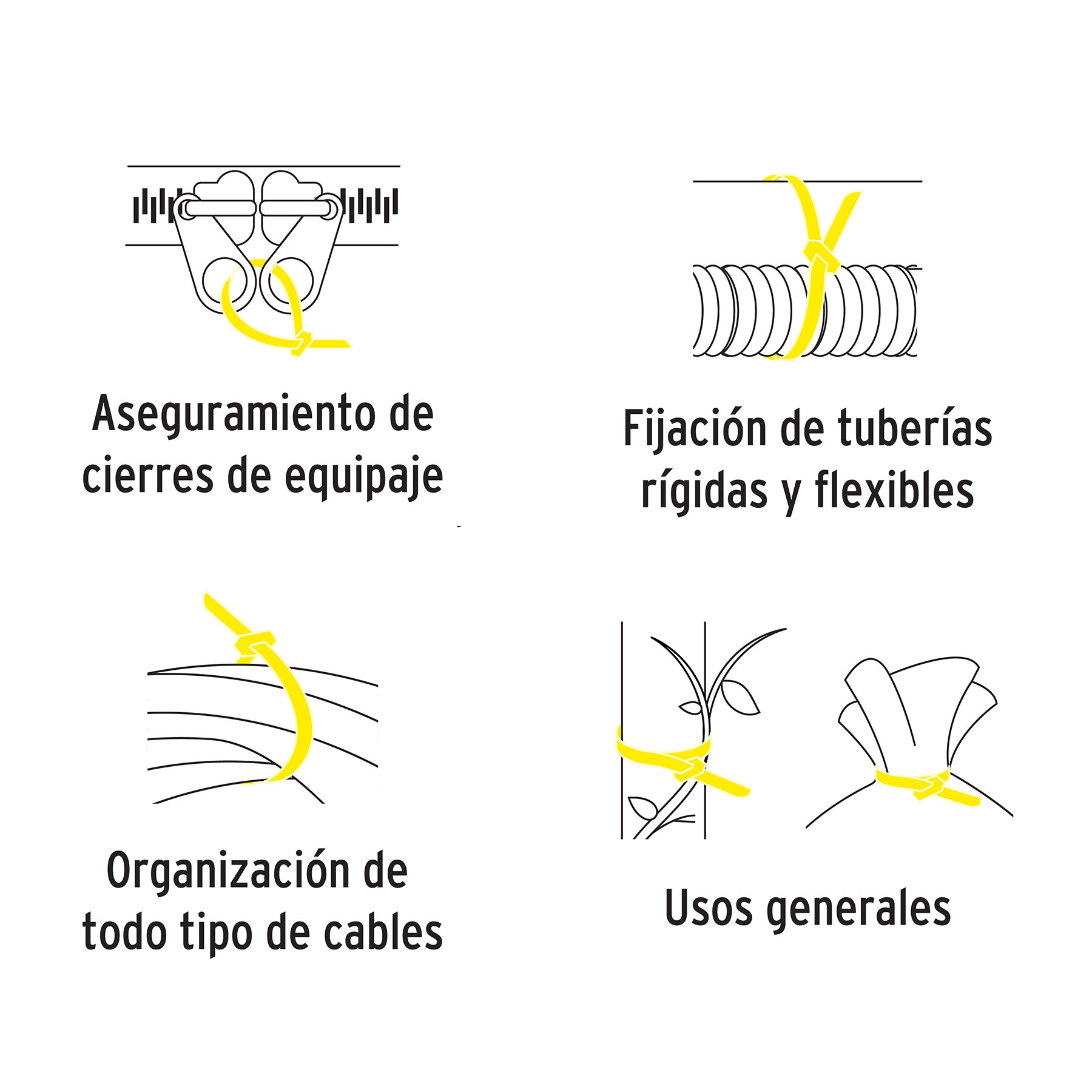 Bolsa con 100 cinchos plásticos 18 lb, 100x2.5 mm, amarillos 41014 - Imagen 2