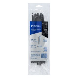 Bolsa con 50 cinchos plásticos 40 lb, 200x3.5 mm, negros 44324