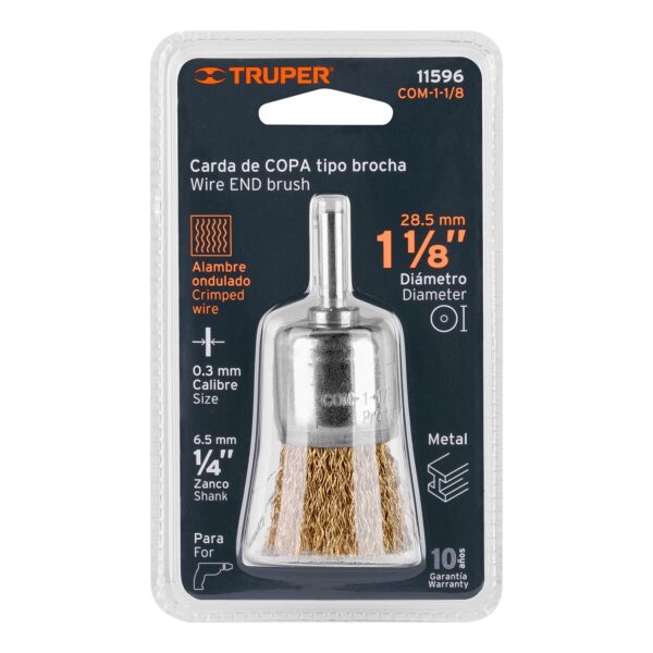Carda de copa 1-1/8" alambre grueso para taladro, Truper 11596 - Imagen 2
