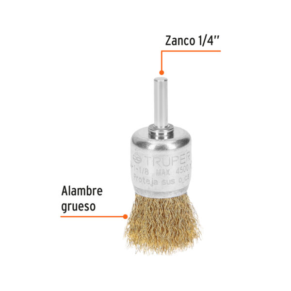 Carda de copa 1-1/8" alambre grueso para taladro, Truper 11596 - Imagen 3