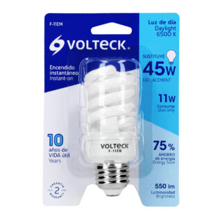 Lámpara espiral mini T2 11 W luz de día en blíster, Volteck 48502