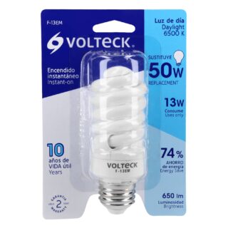 Lámpara espiral mini T2 13 W luz de día en blíster, Volteck 48504