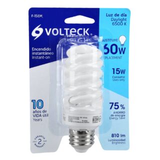 Lámpara espiral mini T2 15 W luz de día en blíster, Volteck 48204