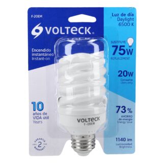 Lámpara espiral mini T2 20 W luz de día en blíster, Volteck 48206