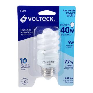 Lámpara espiral mini T2 9 W luz de día en blíster, Volteck 48500
