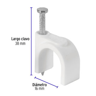 Bolsa con 20 grapas blancas de 16 mm para cable redondo 48276