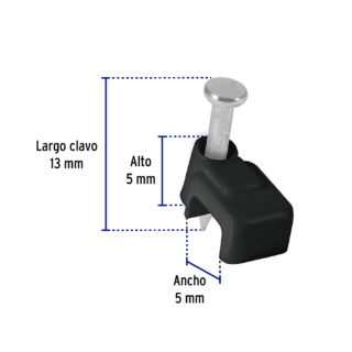 Bolsa con 20 grapas negras de 3 x 6 mm para cable plano Ir a página del catálogo 48033