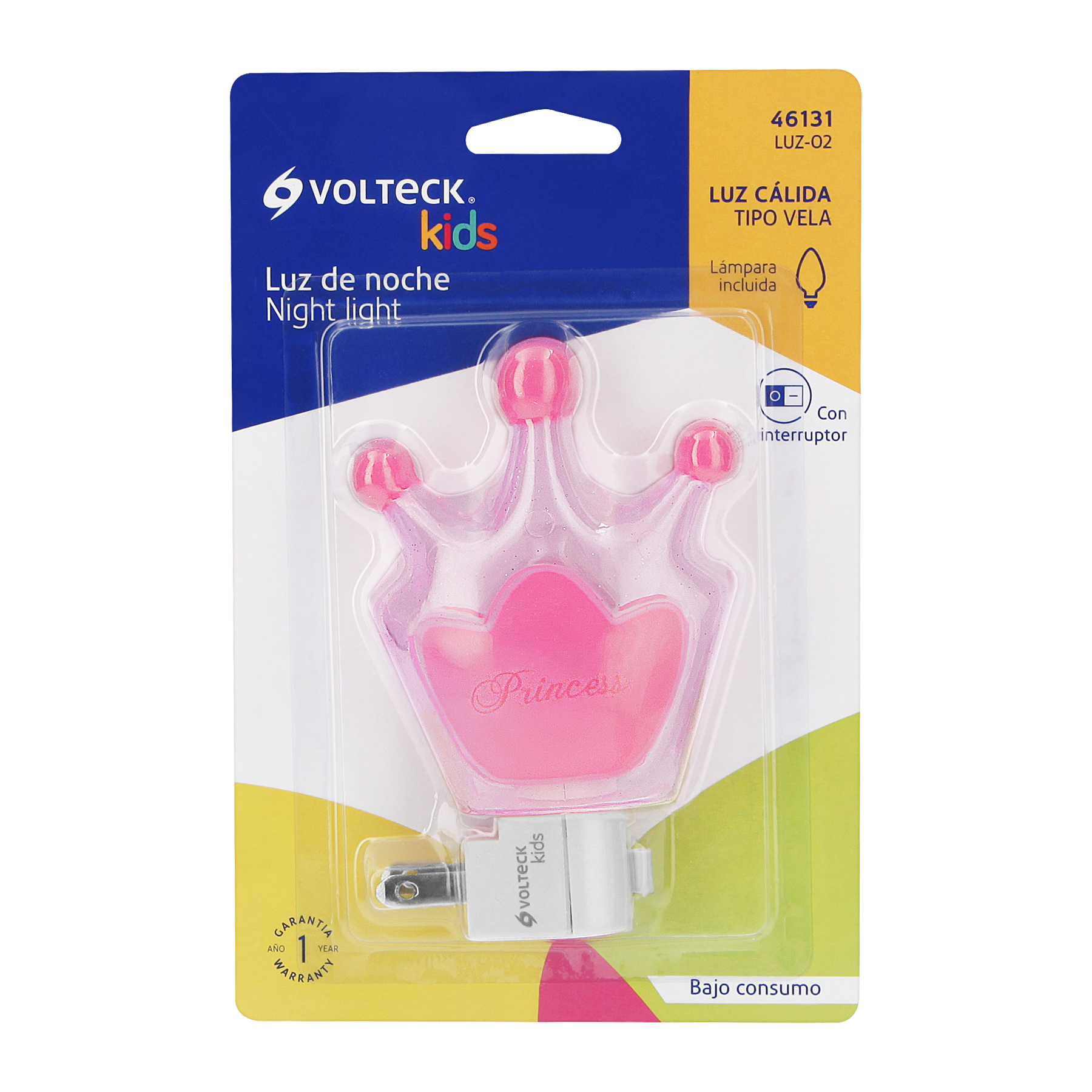 Luz de noche con lámpara E12, corona princesa, Volteck 46131 - Imagen 3