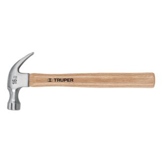 Martillo pulido 16 oz uña curva, mango madera, Truper 16752