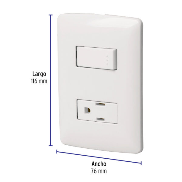 Placa armada contacto e interruptor, blanco, línea Italiana 46455 - Imagen 4
