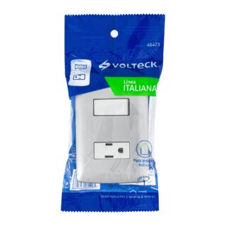 Placa armada contacto e interruptor, plata, línea Italiana 46473
