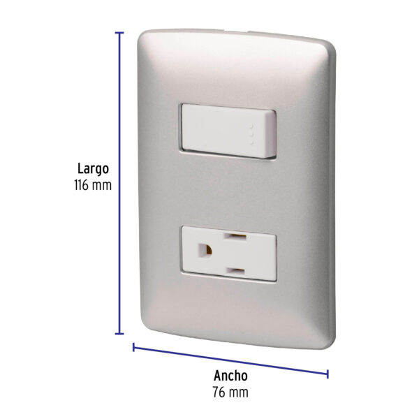 Placa armada contacto e interruptor, plata, línea Italiana 46473 - Imagen 3
