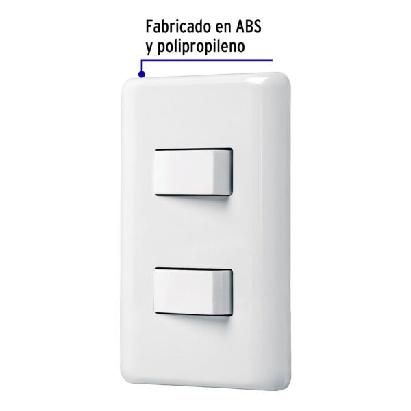 Placa armada con 2 interruptores sencillos, Volteck Basic 25080 - Imagen 3