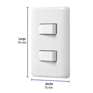 Placa armada con 2 interruptores sencillos, Volteck Basic 25080