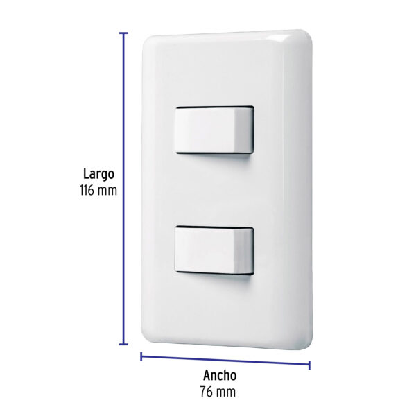 Placa armada con 2 interruptores sencillos, Volteck Basic 25080