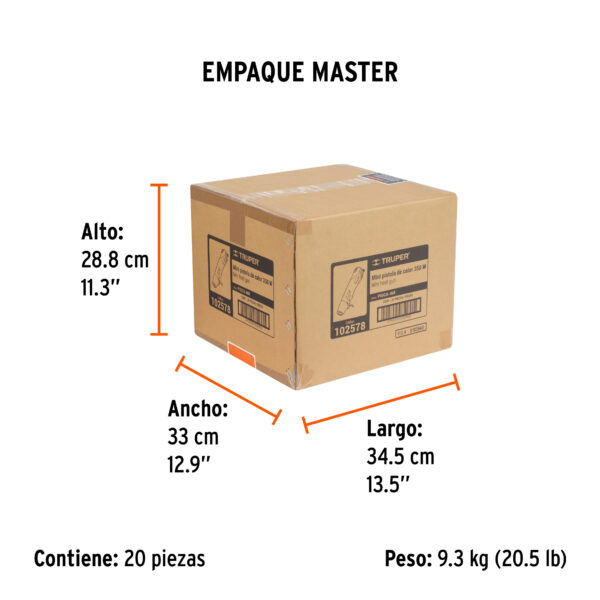 Mini pistola de calor 350 W, profesional, Truper 102578 - Imagen 3