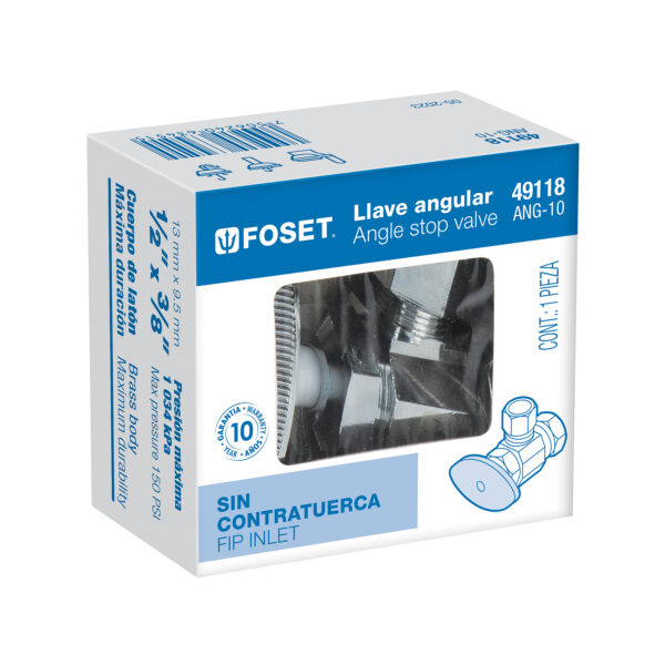 Llave angular de compresión robusta 1/2" x 3/8", Foset 49118 - Imagen 2