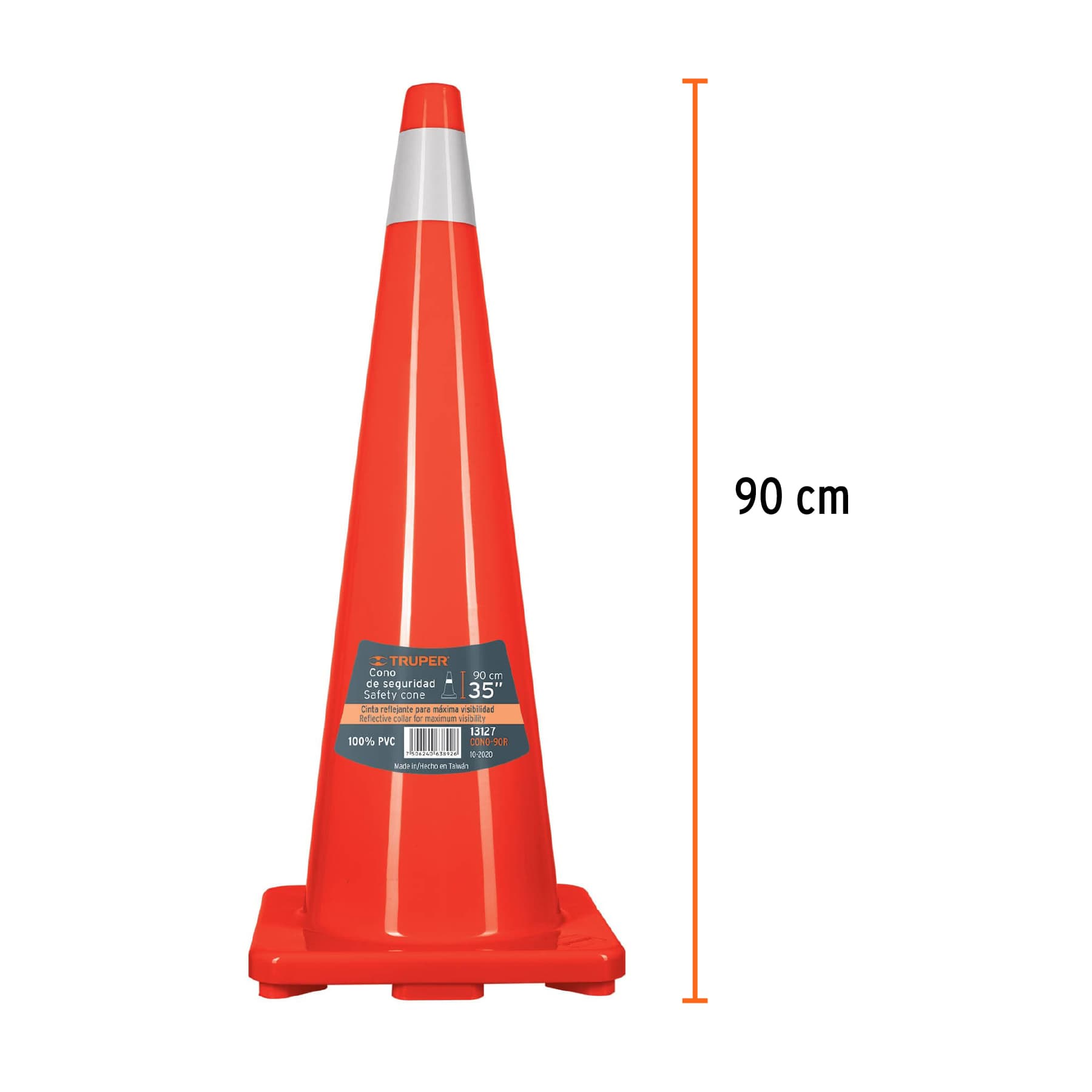 Cono de precaución de 90 cm de PVC con reflejante, Truper 13127 - Imagen 2