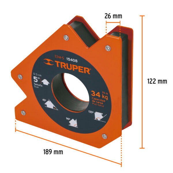Escuadra magnética 4" para soldar, capacidad 23 kg, Truper 15407 - Imagen 2