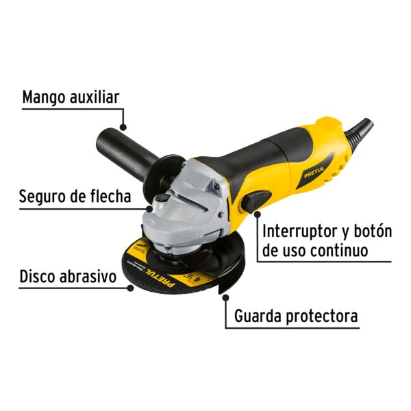 Esmeriladora angular 4-1/2" 700 W, Pretul 24035 - Imagen 3