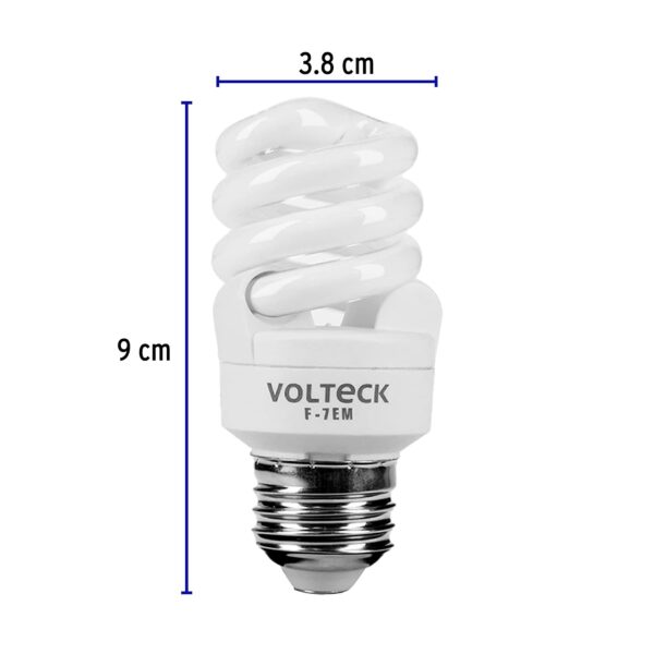Lámpara espiral mini T2 7 W luz de día en blíster, Volteck 48202 - Imagen 4