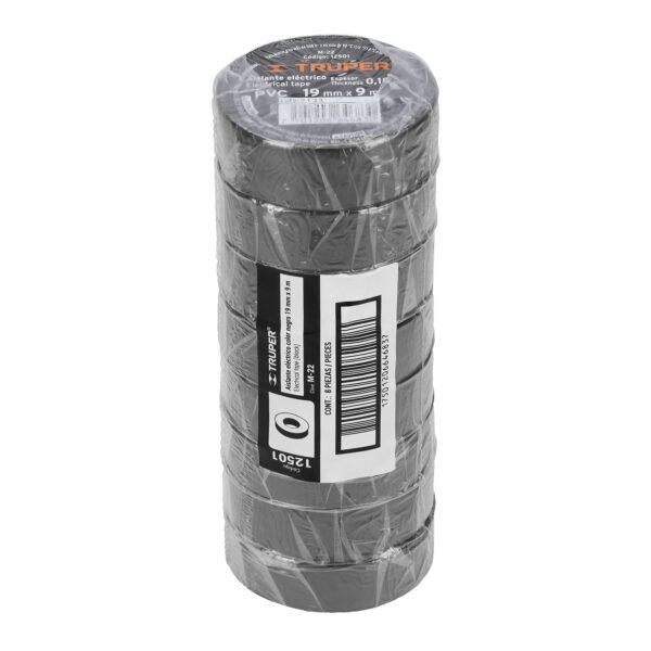 Cinta de aislar de 9 m x 19 mm, negra, Truper 12501 - Imagen 3
