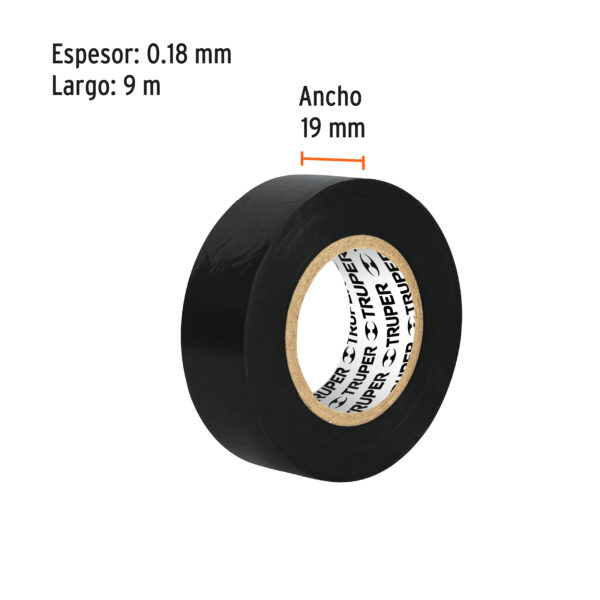 Cinta de aislar de 9 m x 19 mm, negra, Truper 12501 - Imagen 5