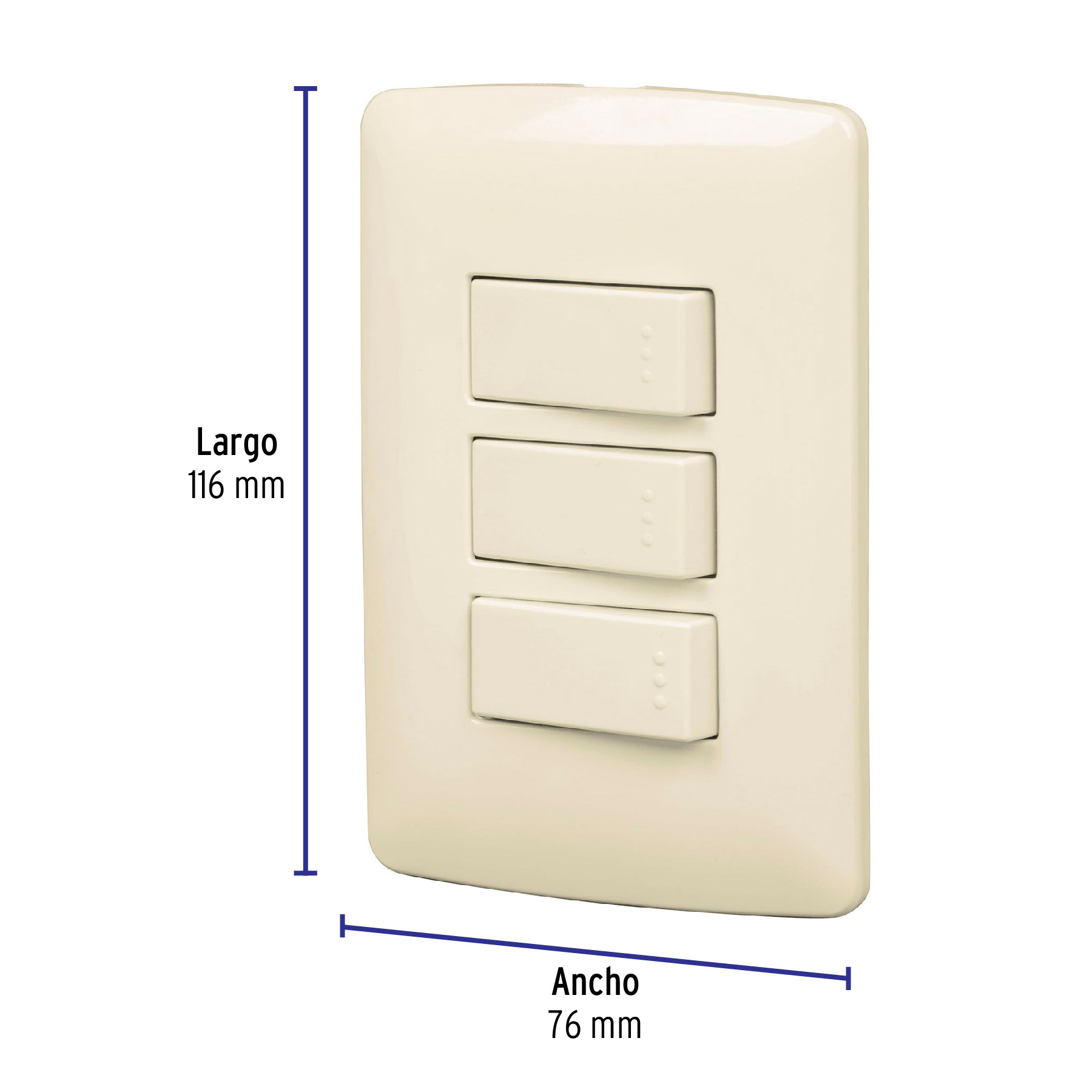 Placa armada 3 interruptores sencillos,marfil,línea Italiana 48664 - Imagen 4