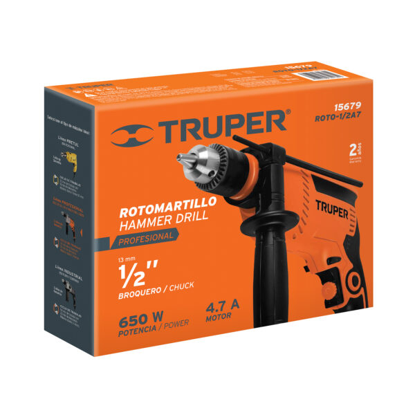 Rotomartillo 1/2" 650 W, profesional, Truper 15679 - Imagen 2