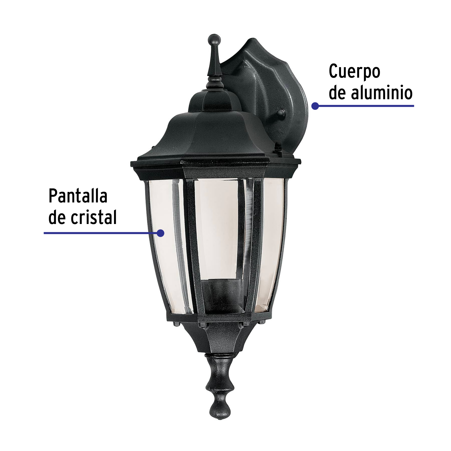 Arbotante tipo farol tradicional suspendido p/exterior negro 47291 - Imagen 3