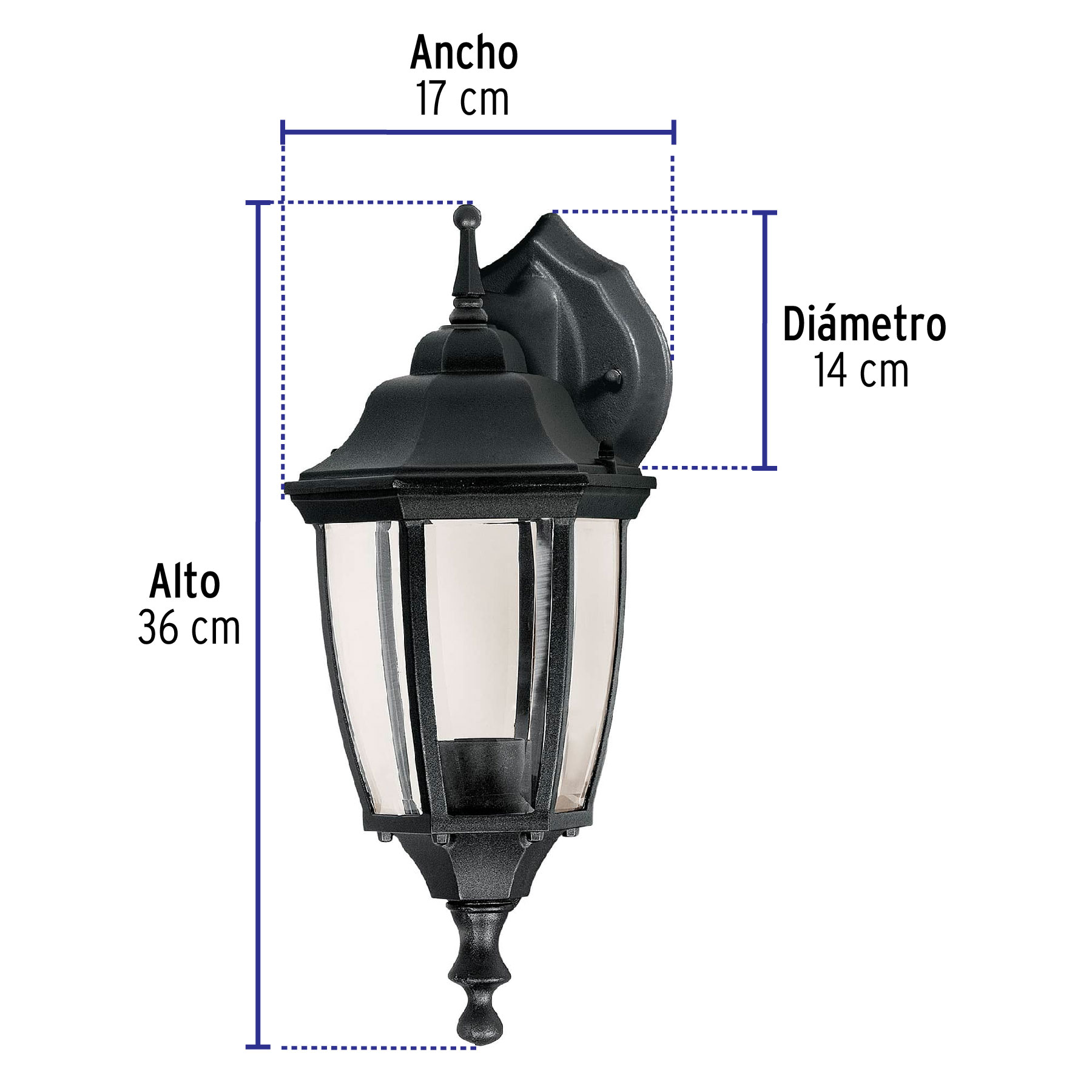 Arbotante tipo farol tradicional suspendido p/exterior negro 47291 - Imagen 4