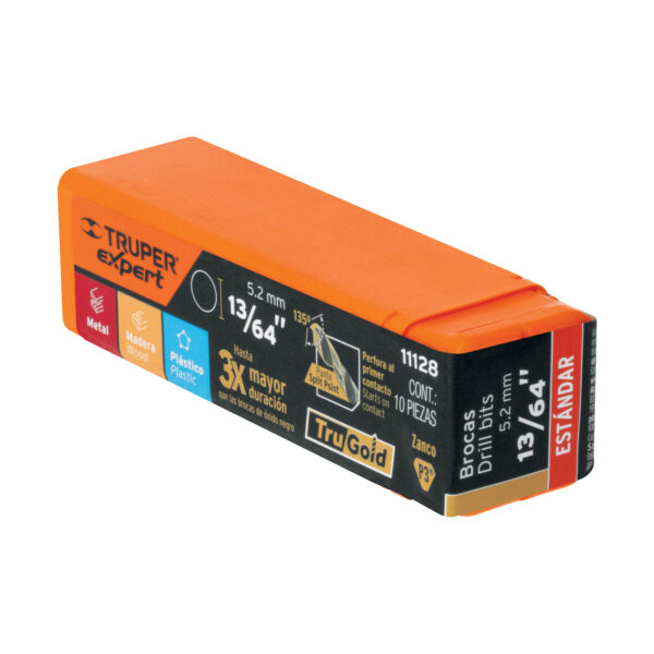 Broca HSS 13/64" Trugold para metal, Truper Expert 11128 - Imagen 2