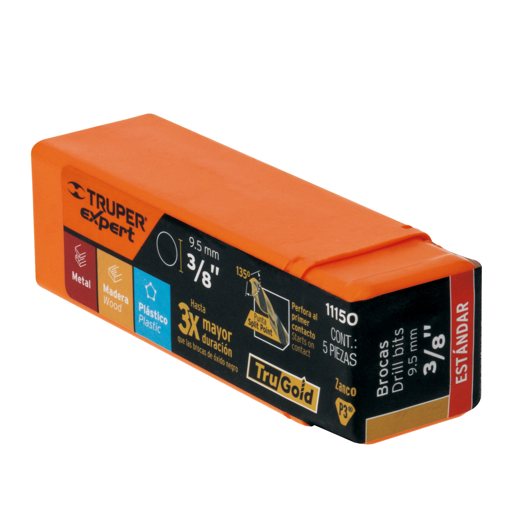 Broca HSS 3/8" Trugold para metal, Truper Expert 11150 - Imagen 2