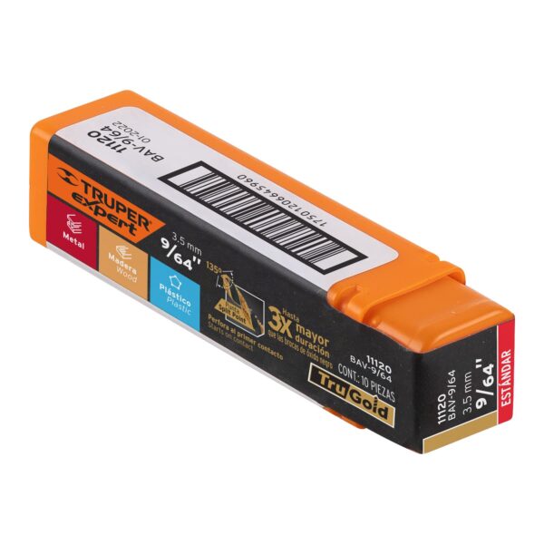 Broca HSS 9/64" Trugold para metal, Truper Expert 11120 - Imagen 2