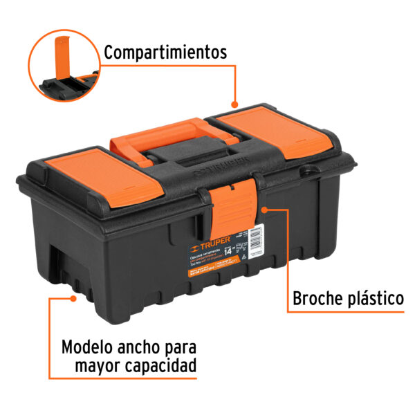 Caja para herramienta de 14" con compartimentos, TRUPER 11139 - Imagen 3