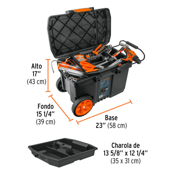 Caja para herramienta de 23" con ruedas y mango telescópico 10902 - Imagen 3