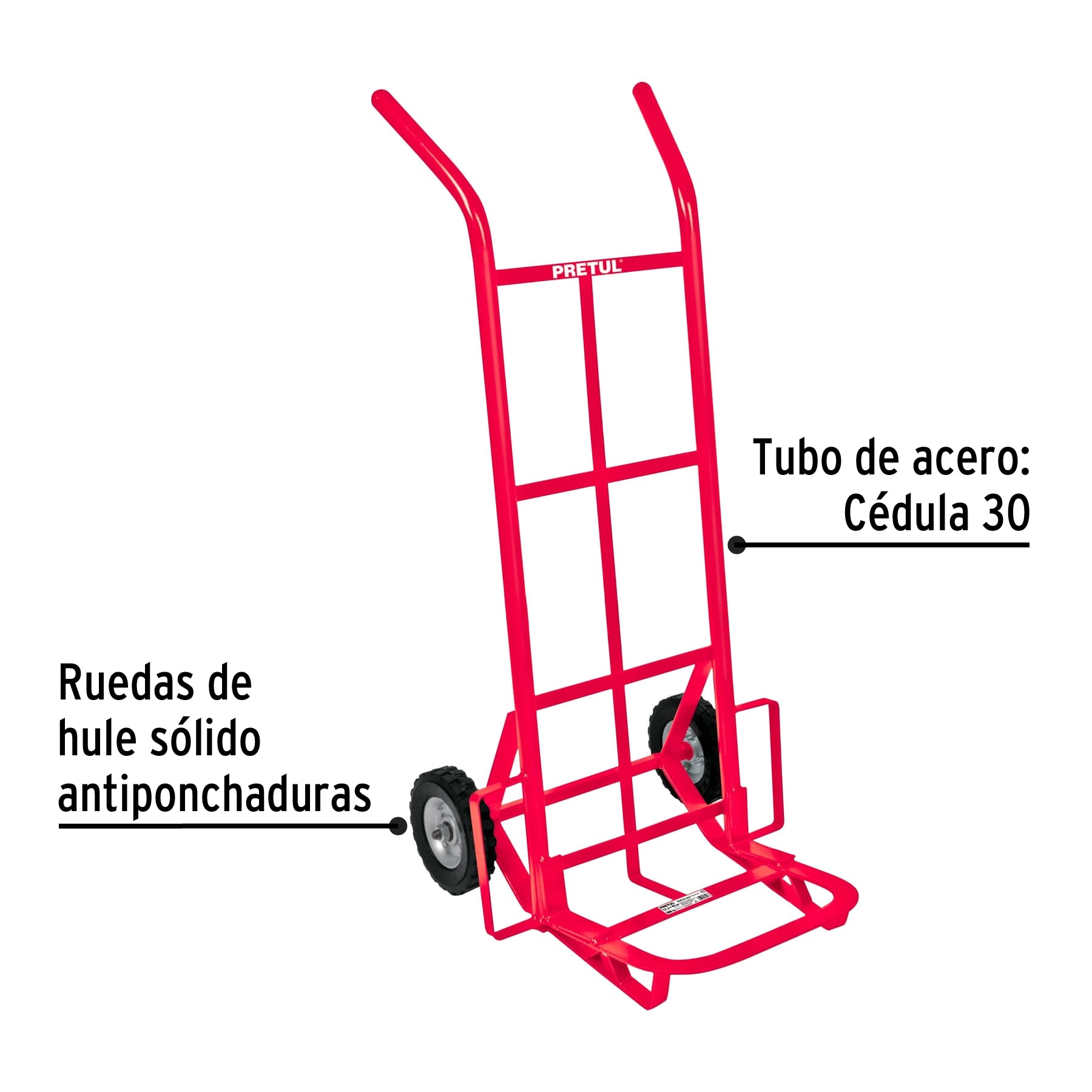 Diablo de carga de 200 kg, ruedas sólidas, balero sencillo 44476 - Imagen 2