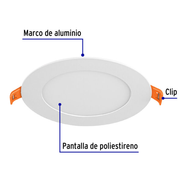 Luminario ultradelgado redondo p/empotrar 6W, luz de día 48546 - Imagen 3