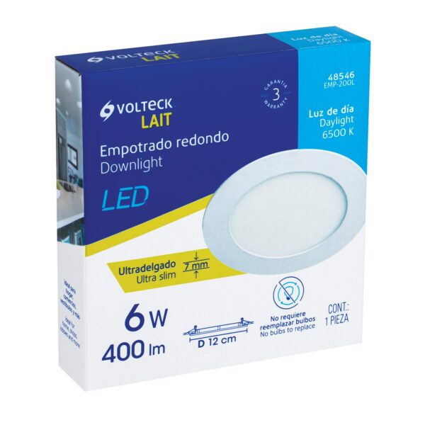 Luminario ultradelgado redondo p/empotrar 6W, luz de día 48546 - Imagen 6