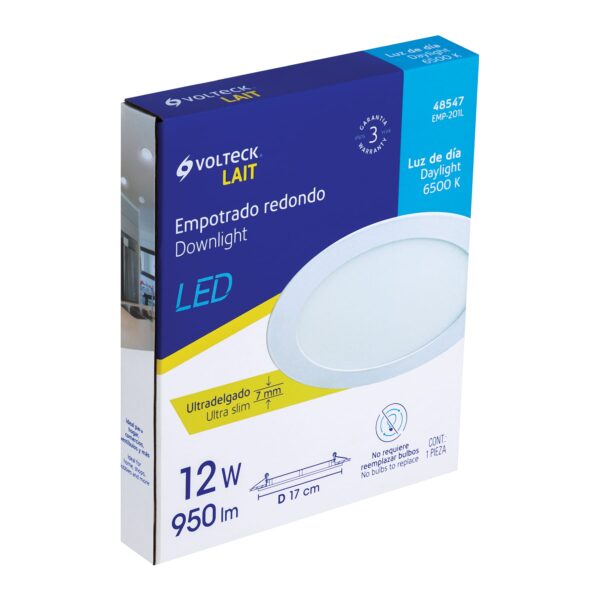 Luminario ultradelgado redondo p/empotrar 12W, luz de día 48547 - Imagen 6