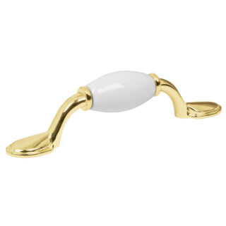 Jaladera metálica de 76 mm latón brillante, inserto cerámico 43833