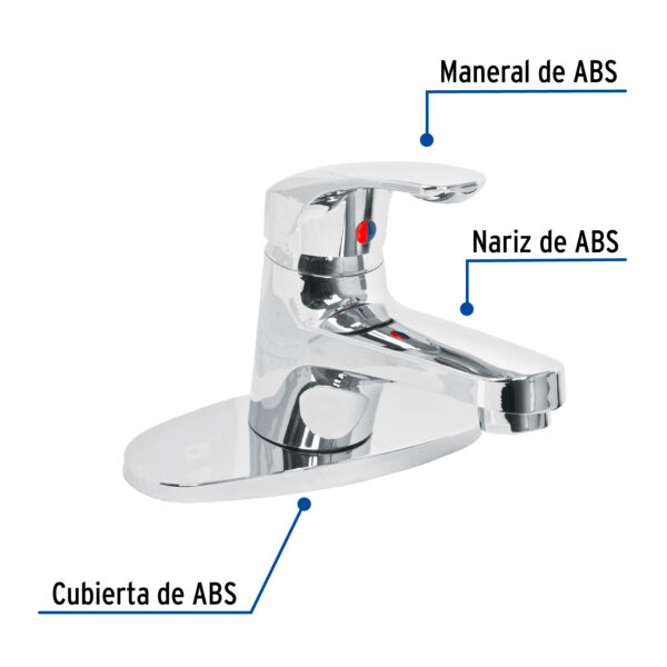 Monomando plástico para lavabo, nariz recta, Foset 49550 - Imagen 3