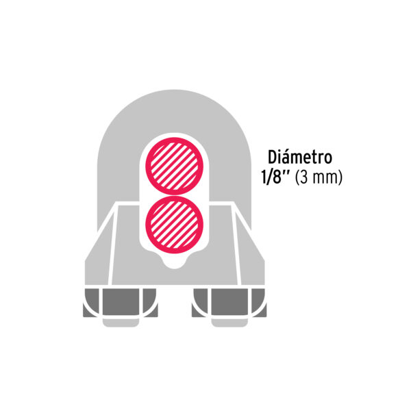 Blíster c/2 nudos (perros) de hierro p/cable de 1/8", Fiero 44082 - Imagen 5